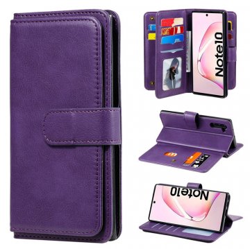 Samsung Galaxy Note 10 Multi-function 10 Card Slots Wallet Case Violet