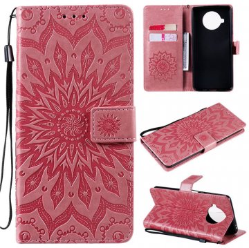 Xiaomi Mi 10T Lite Embossed Sunflower Wallet Magnetic Stand Case Pink