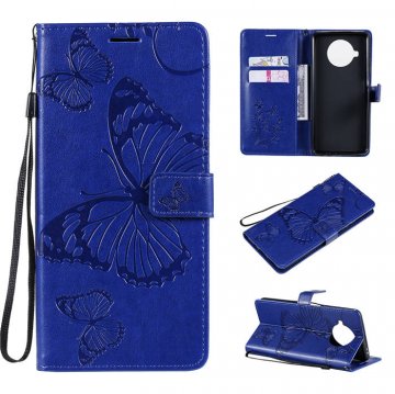 Xiaomi Mi 10T Lite Embossed Butterfly Wallet Magnetic Stand Case Blue
