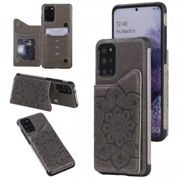 Samsung Galaxy S20 Plus Embossed Wallet Magnetic Stand Case Gray