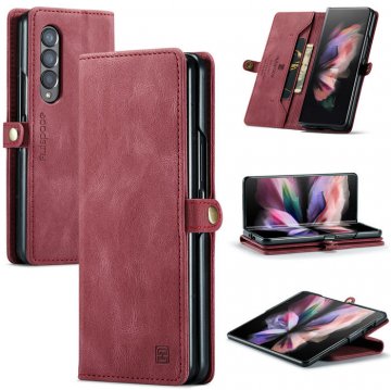 AutSpace Samsung Galaxy Z Fold3 5G Wallet RFID Blocking Case Red