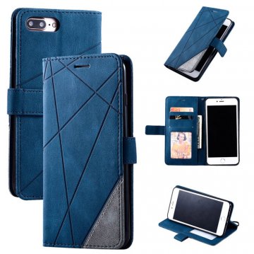 iPhone 7 Plus/8 Plus Wallet Splicing Kickstand PU Leather Case Blue