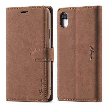 Forwenw iPhone XR Wallet Magnetic Kickstand Case Brown