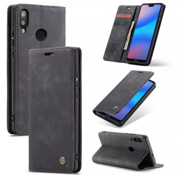 CaseMe Huawei P20 Lite Wallet Stand Magnetic Flip Case Black