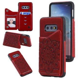 Samsung Galaxy S10e Embossed Wallet Magnetic Stand Case Red