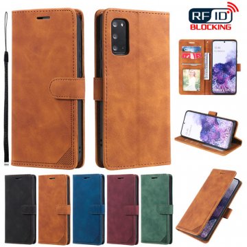 Samsung Galaxy S20 Wallet RFID Blocking Kickstand Case Brown