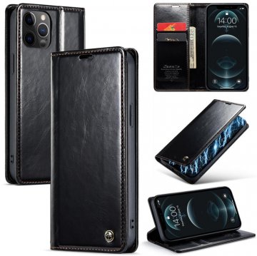 CaseMe iPhone 12/12 Pro Wallet Kickstand Magnetic Case Black