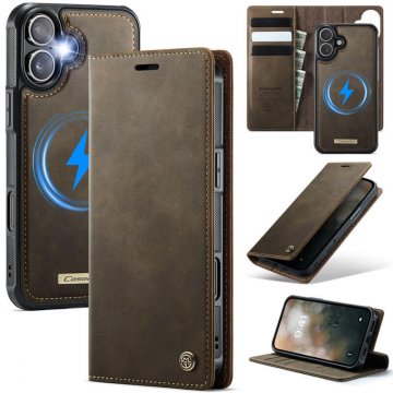 CaseMe iPhone 17 2-in-1 Magnetic Wallet Case – Wireless Charging & RFID Blocking Coffee
