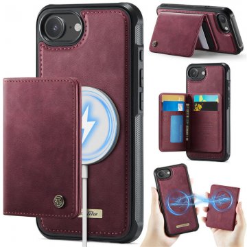 CaseMe iPhone 17e 2-in-1 Detachable Magnetic Wallet Case with RFID Blocking, Card Holder & MagSafe Compatible - Red