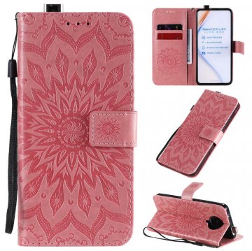 Xiaomi Redmi K30 Pro Embossed Sunflower Wallet Stand Case Pink