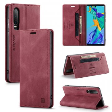 Autspace Huawei P30 Wallet Kickstand Magnetic Case Red