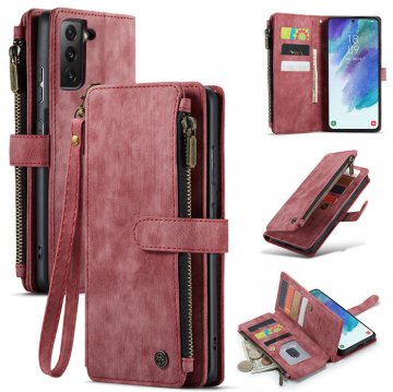 CaseMe Samsung Galaxy S21 FE Wallet Kickstand Retro Case Red