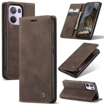 CaseMe OPPO Reno13 Pro Wallet Magnetic Suede Leather Case Coffee