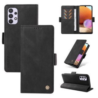 YIKATU Samsung Galaxy A32 4G Skin-touch Wallet Kickstand Case Black