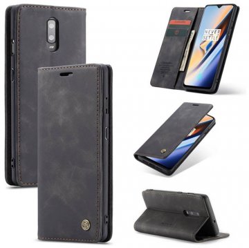 CaseMe OnePlus 7 Wallet Magnetic Kickstand Flip Case Black