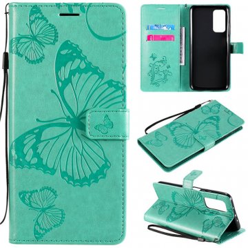Xiaomi Mi 10T/10T Pro Embossed Butterfly Wallet Magnetic Stand Case Green