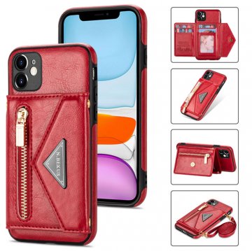 Crossbody Zipper Wallet iPhone 11 Pro Max Case With Strap Red