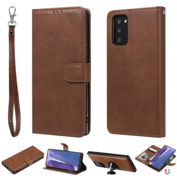 Samsung Galaxy Note 20 Wallet Detachable 2 in 1 Case Brown