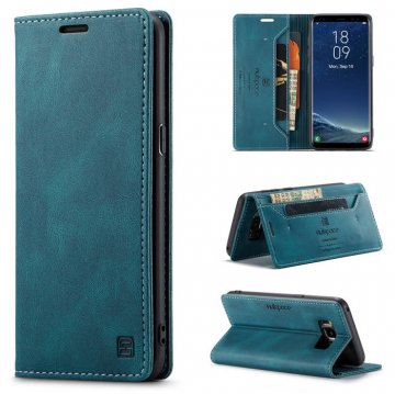 Autspace Samsung Galaxy S8 Wallet Kickstand Case Blue