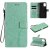 Motorola Moto G9 Plus Embossed Tree Cat Butterfly Wallet Stand Case Green