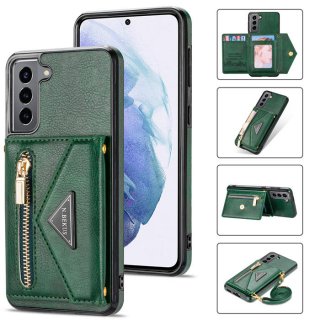 Crossbody Zipper Wallet Samsung Galaxy S22 Plus Case With Strap Green