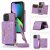 Bling Crossbody Bag Wallet iPhone 13 Mini Case with Lanyard Strap Purple