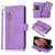 Zipper Pocket Wallet 9 Card Slots Stand For Samsung Case Purple