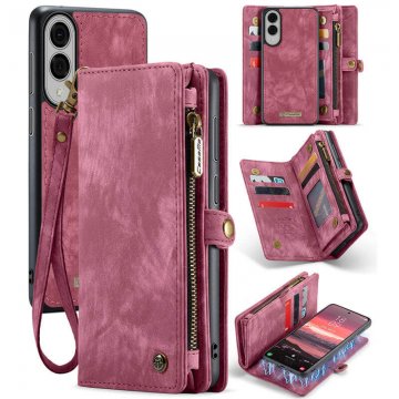 CaseMe Samsung Galaxy S25 Edge Wallet Magnetic Case with Wrist Strap Red