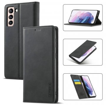 LC.IMEEKE Samsung Galaxy S21 Plus Wallet Kickstand Magnetic Case Black