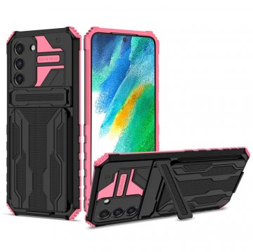 Samsung Galaxy S21 Card Slot Kickstand Shockproof Case Pink