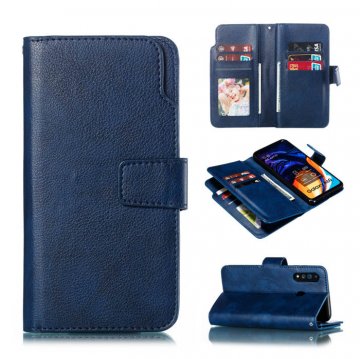 Samsung Galaxy A60 Wallet 9 Card Slots Stand Case Blue