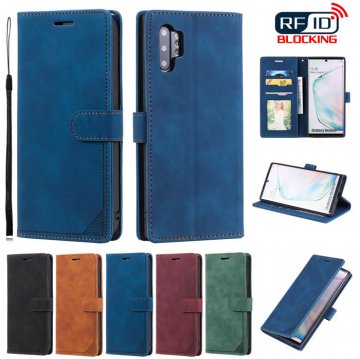 Samsung Galaxy Note 10 Plus Wallet RFID Blocking Kickstand Case Blue