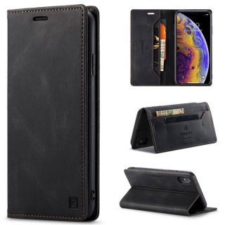 Autspace iPhone X/XS Wallet Kickstand Magnetic Shockproof Case Black