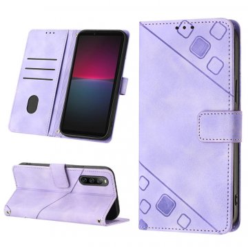 Skin-friendly Sony Xperia 10 IV Wallet Stand Case with Wrist Strap Purple