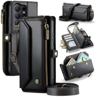 CaseMe Samsung Galaxy S26 Ultra RFID Blocking Wallet Crossbody Case with Wireless Charging Black