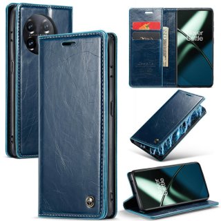 CaseMe OnePlus 11 Wallet Kickstand Magnetic Flip Case Blue