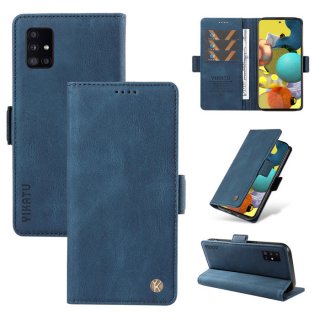 YIKATU Samsung Galaxy A51 5G Skin-touch Wallet Kickstand Case Blue