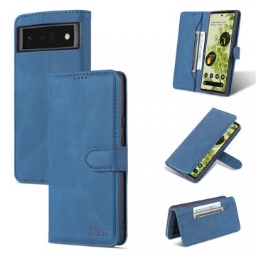 AZNS Google Pixel 6 Pro Wallet Magnetic Kickstand Case Blue