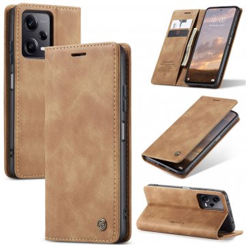 CaseMe Xiaomi POCO X5 Pro 5G Wallet Magnetic Suede Leather Case Brown