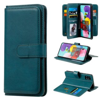 Samsung Galaxy A51 Multi-function 10 Card Slots Wallet Case Dark Green