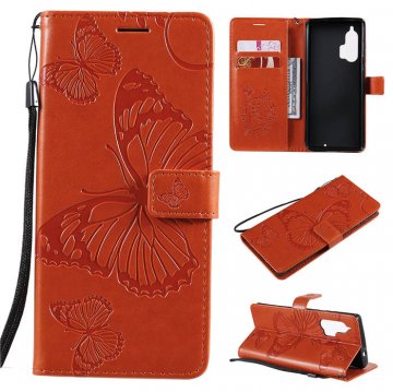 Motorola Edge Plus Embossed Butterfly Wallet Magnetic Stand Case Orange