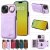For iPhone 15 Card Holder Ring Kickstand PU Leather Case Purple