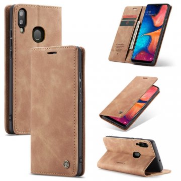 CaseMe Samsung Galaxy A30 Wallet Stand Magnetic Flip Case Brown