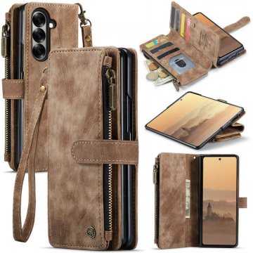 CaseMe Samsung Galaxy Z Fold8 Ultra Wallet Case with Zipper Pocket & Wireless Charging Coffee