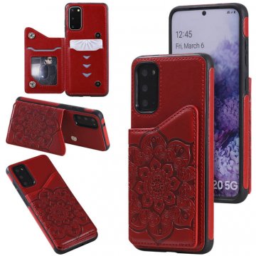 Samsung Galaxy S20 Embossed Wallet Magnetic Stand Case Red