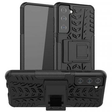 Samsung Galaxy S21 Plus Hybrid Rugged PC + TPU Kickstand Case Black