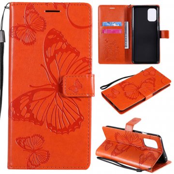 OnePlus 8T Embossed Butterfly Wallet Magnetic Stand Case Orange