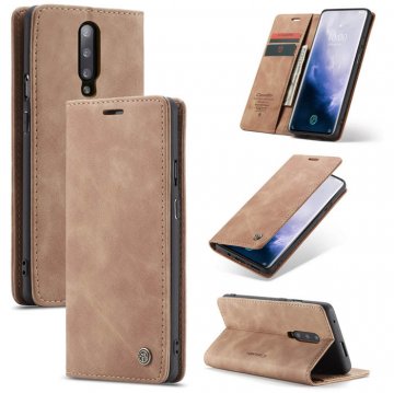 CaseMe OnePlus 7 Pro Wallet Kickstand Magnetic Case Brown