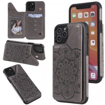 iPhone 11 Pro Embossed Wallet Magnetic Stand Case Gray