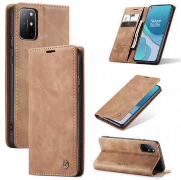 CaseMe OnePlus 8T Wallet Kickstand Magnetic Flip Case Brown
